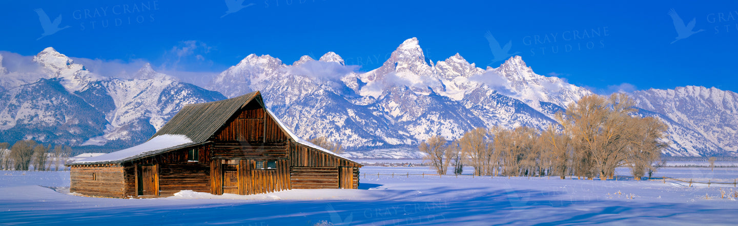 Winter Barn Watercolor Print