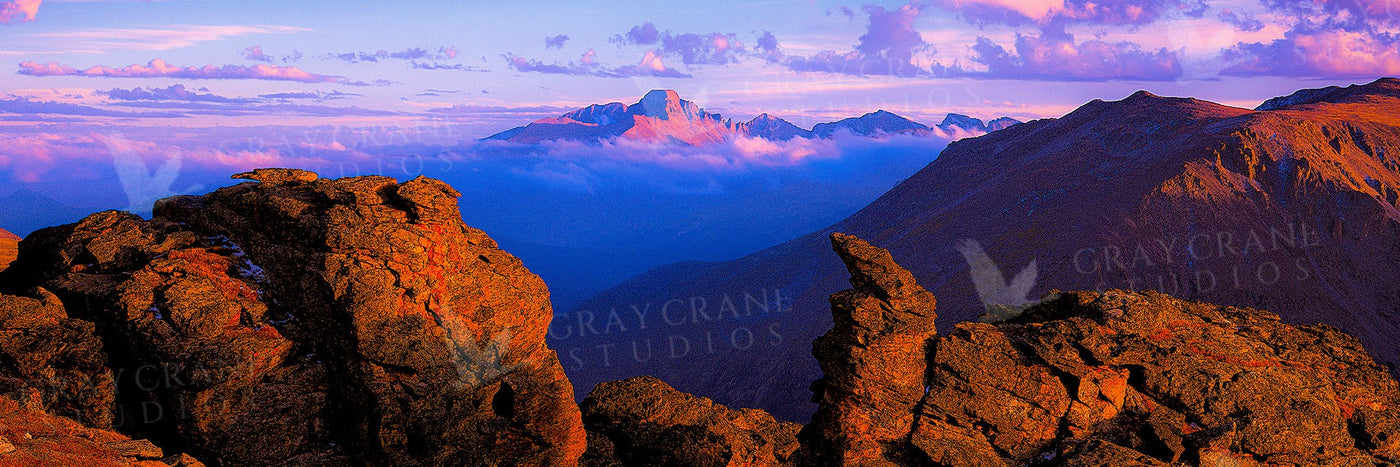 Longs Peak Sunset Watercolor Print