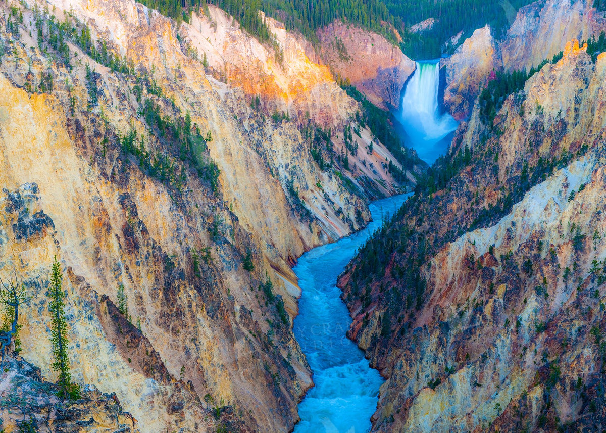 Yellowstone Canyon Falls Watercolor Print